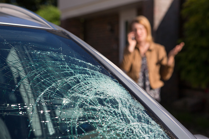 a shattered windshield